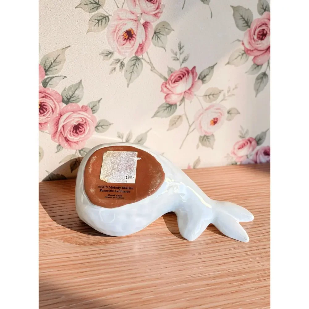 Foreside Melody Martin White Ceramic Bunny Rabbit Dish Bowl 8
